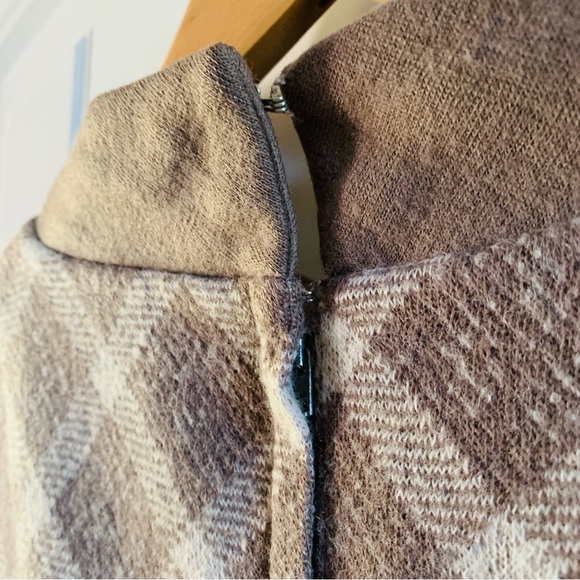 Neusteters Vintage Brown Tan Diamond Mock Neck Dress | Medium - Picture 7 of 14